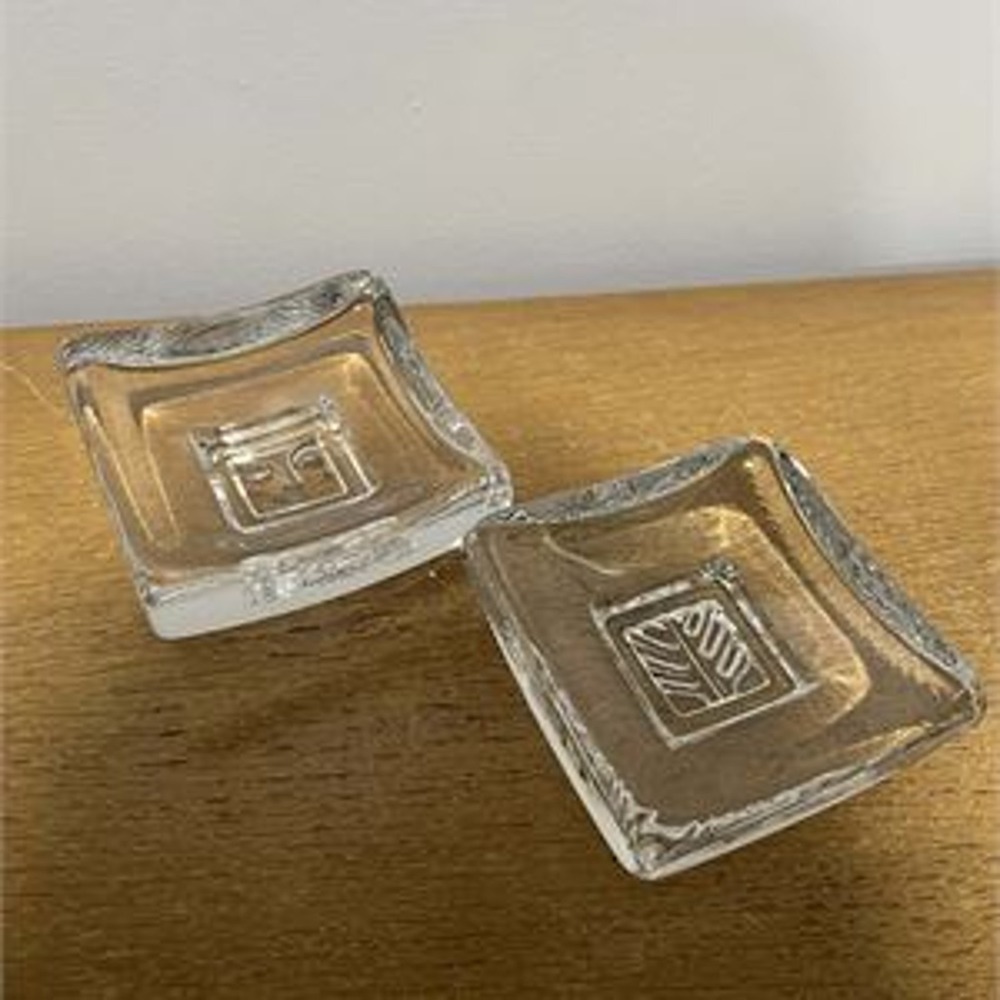 Kosta Boda Bertil Vallien Days of Week Art Glass Dish Monday Thursday Set of 2